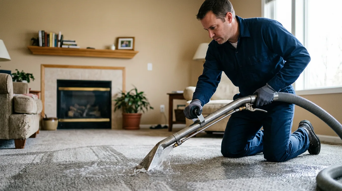 Water damage restoration technician working near Davisburg, MI